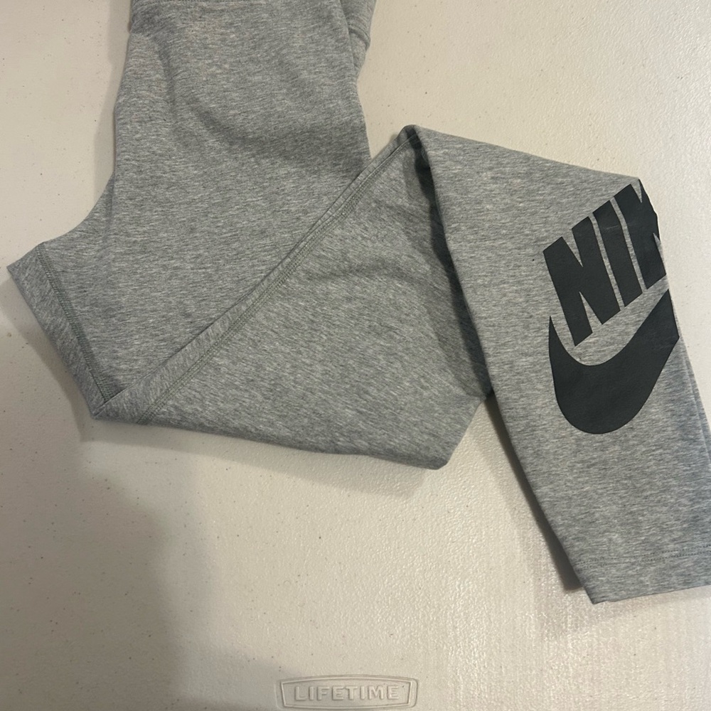 Nike Gray Leggings with Black Swoosh Logo